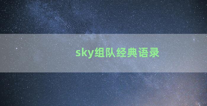 sky组队经典语录